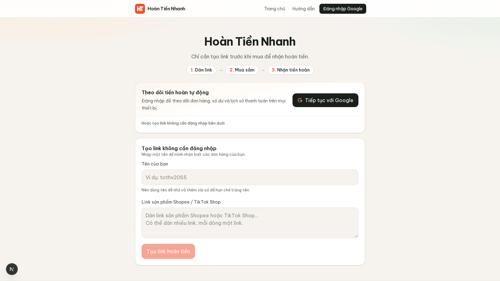 Hoàn Tiền Nhanh – Website hoàn tiền Shopee ảnh 1
