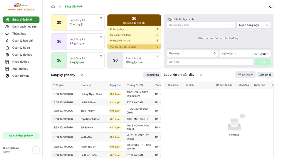 FPT School Pre-CRM – Hệ thống tuyển sinh